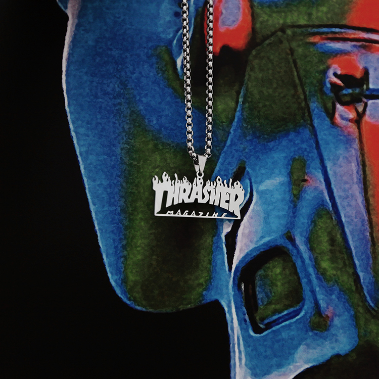 Dây Chuyền Thép Titan Mặt Hình Ngọn Lửa Phong Cách Hàn Quốc 22389