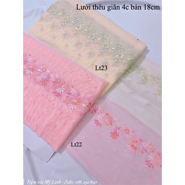 Lưới thêu giãn 4c hoạ tiết xinh co giãn mềm mịn dùng may nội y, đồ ngủ, pha phối quần áo, trang trí