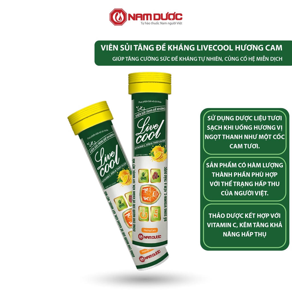 Viên sủi tăng đề kháng Livecool Nam Dược,bổ sung vitamin C