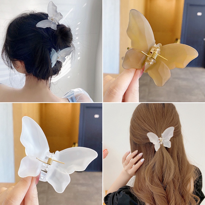 Kẹp Tóc Càng Cua Trong Suốt Bằng Nhựa Acrylic Hình Bướm Dành Cho Nữ