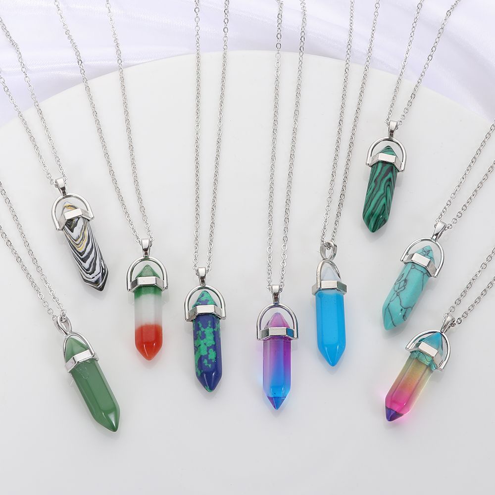 Vòng cổ mặt đá lục giác tự nhiên thời trang cho nữ