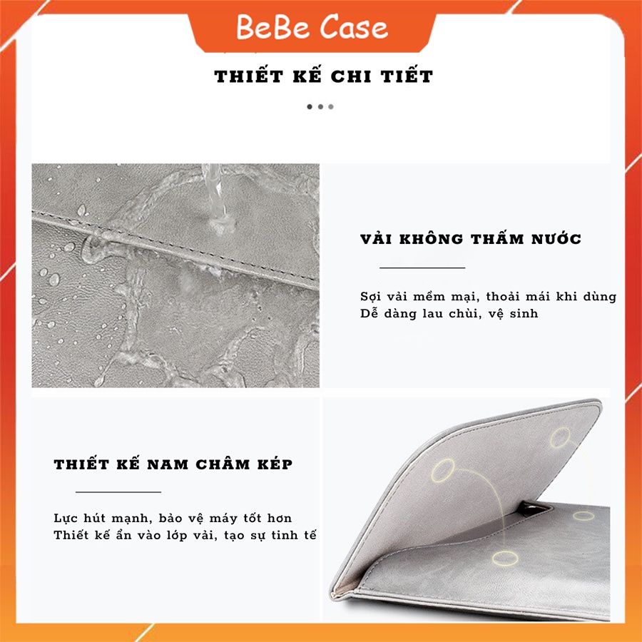 Túi Laptop da trơn 1 ngăn chống thấm miệng đứng