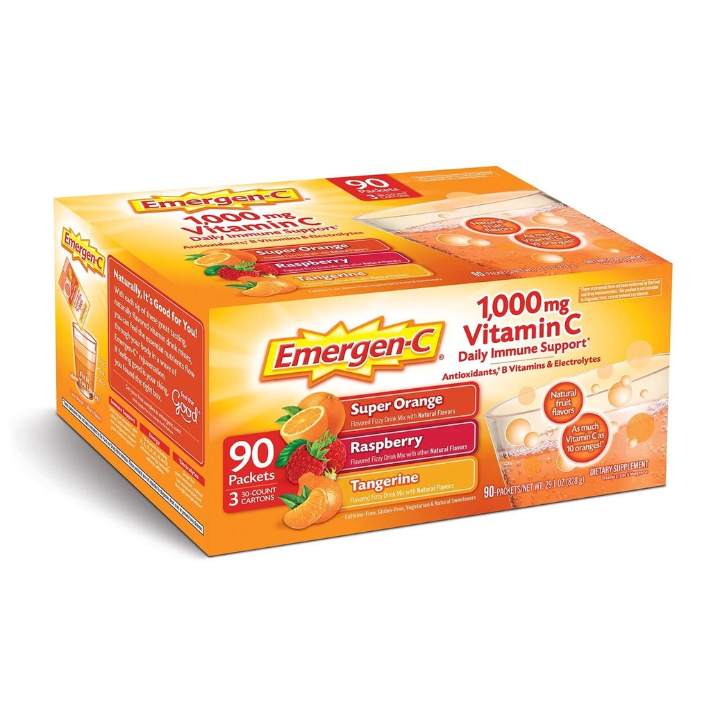 [MỸ] HỘP 90 GÓI C SỦI HƯƠNG TRÁI CÂY EMERGEN-C VITAMIN C 1000 MG