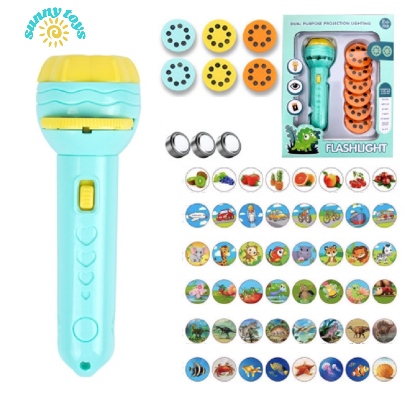 Đồ chơi đèn pin chiếu hình -10 đĩa 8 hình ngộ nghĩnh, đáng yêu để bé thỏa sức sáng tạo, khám phá