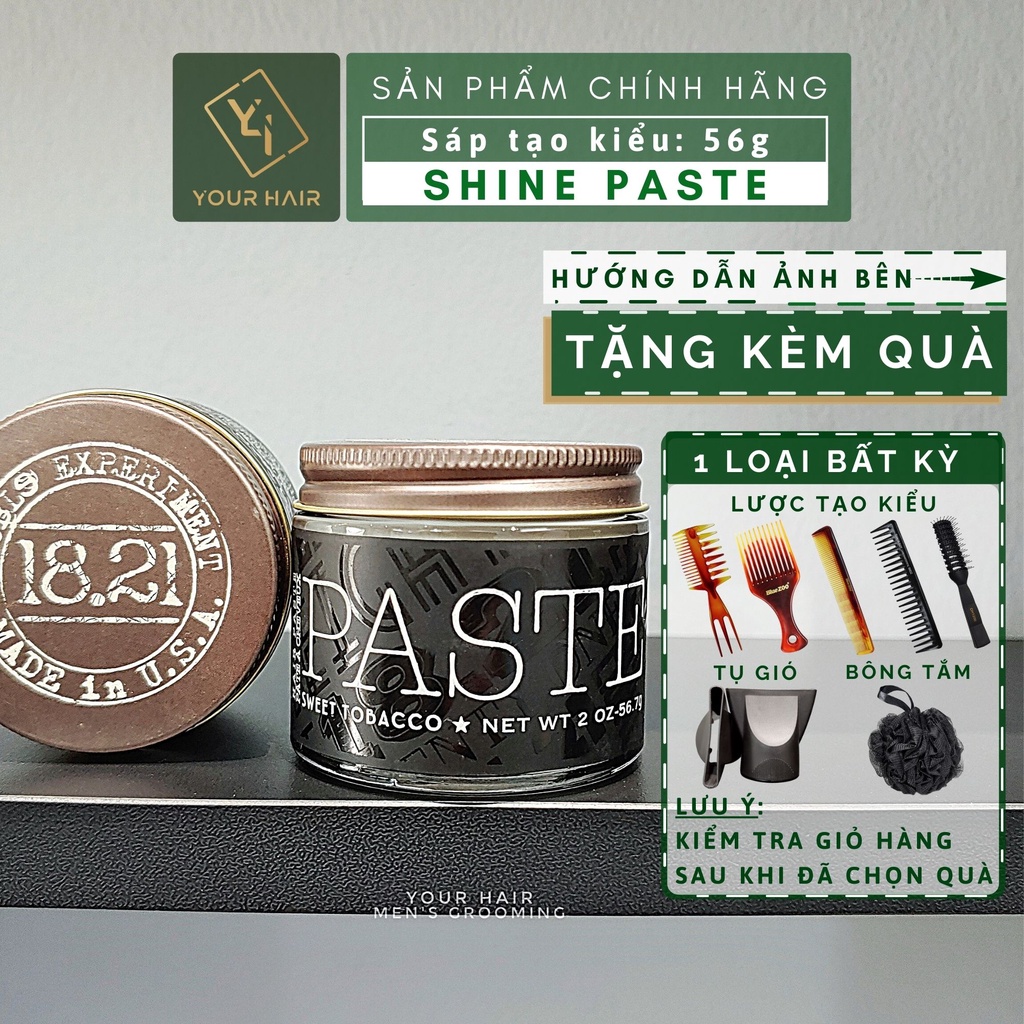 Sáp vuốt tóc 18.21 Man Made Paste - 56g - Mùi Sweet Tobacco