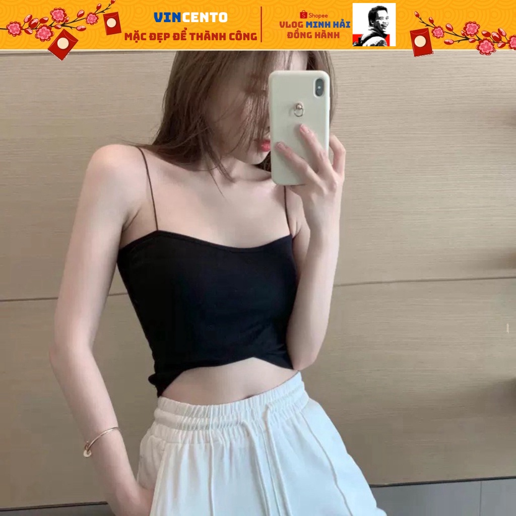 Áo 2 Dây Sợi Bún Croptop Body Cotton Co Giãn