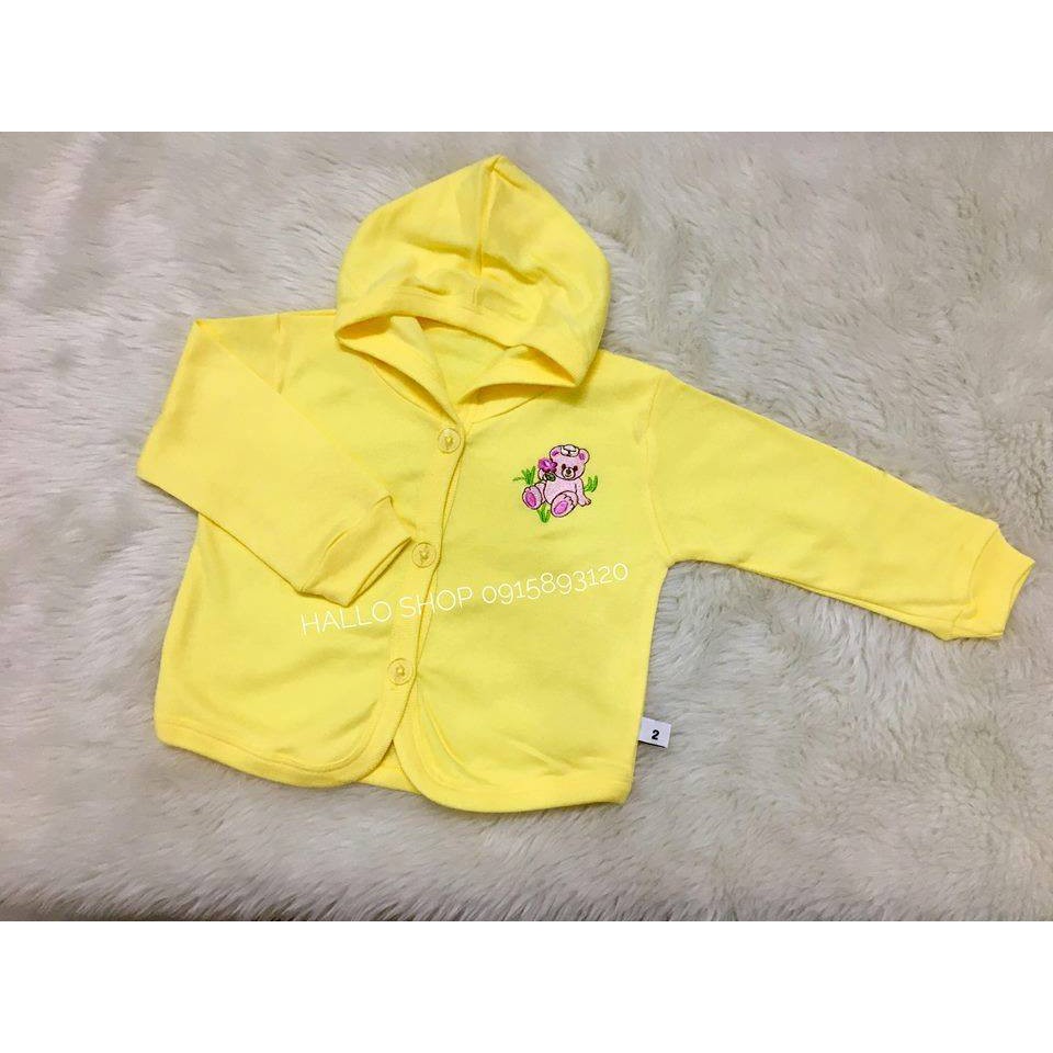 Áo Khoác cotton MÀU có NÓN Miatop cho bé sơ sinh đến 9kg
