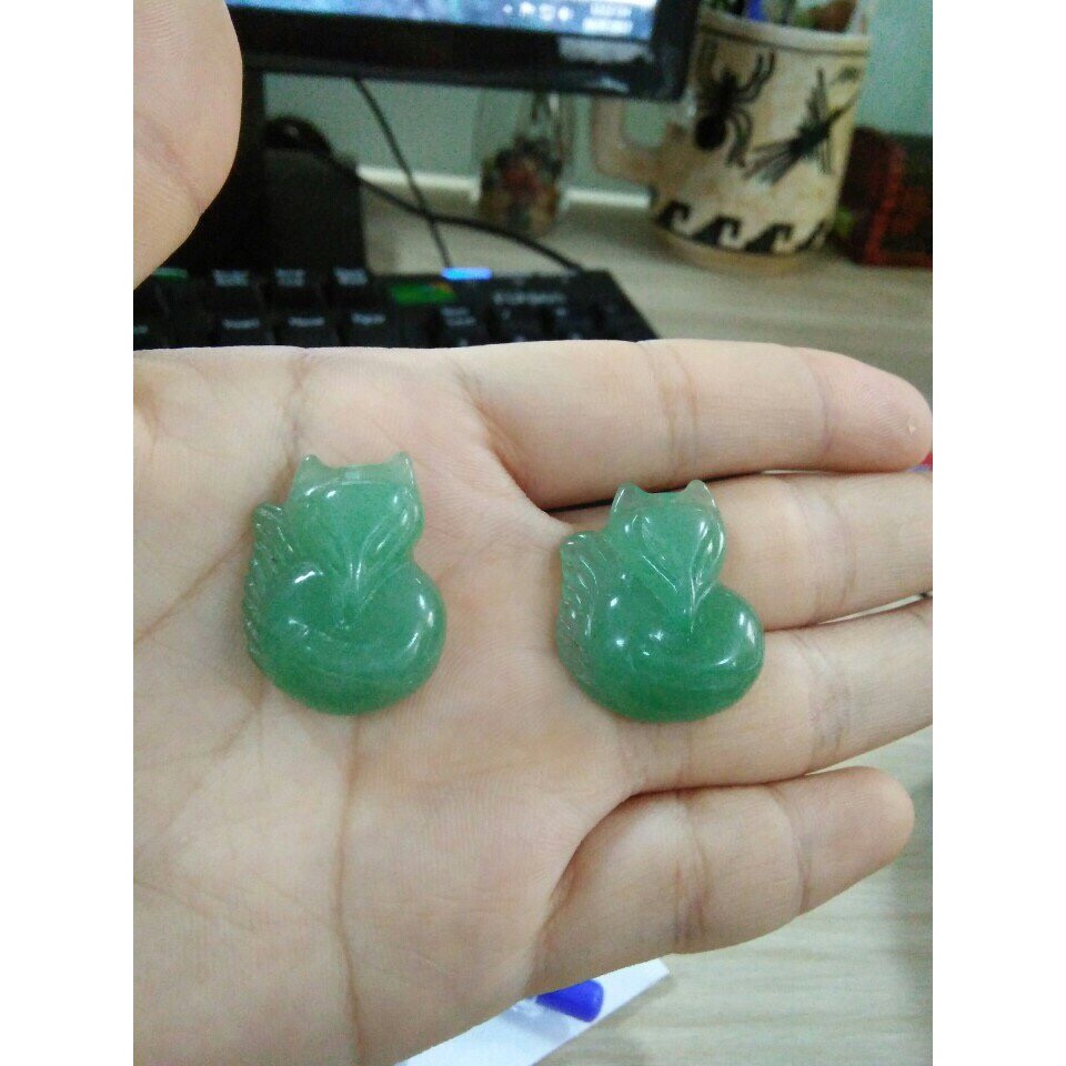 🍃 Mặt Dây Hồ Ly Thạch Anh Xanh (Aventurine) Vip 🍃