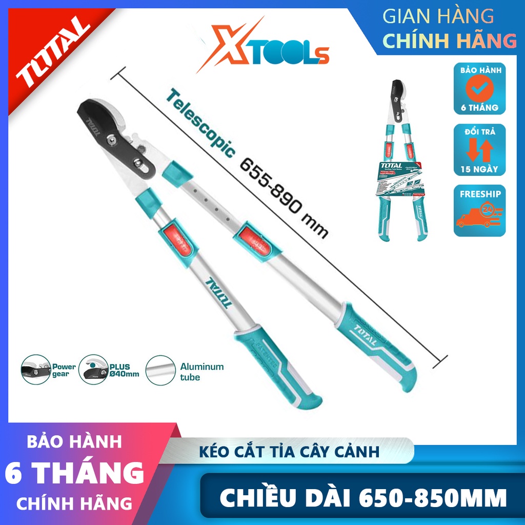 Kéo cắt tỉa cây cảnh TOTAL THTA1527406 thép Cr-V sơn phủ Teflon chống rỉ sét siêu bén, kéo cắt cây [CHÍNH HÃNG][XTOOLS]