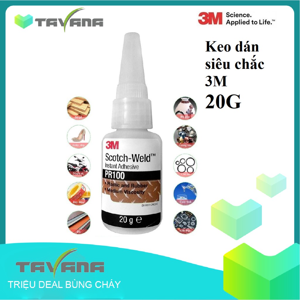 Keo Dán Siêu Dính 3M Pr100 - Scotch-Weld Plastic & Rubber Instant Adhesive PR100 (20g)