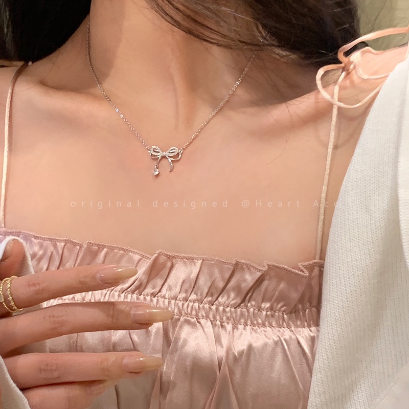 Vòng cổ Mặt Nơ Đính Đá Thời Trang Cho Nữ