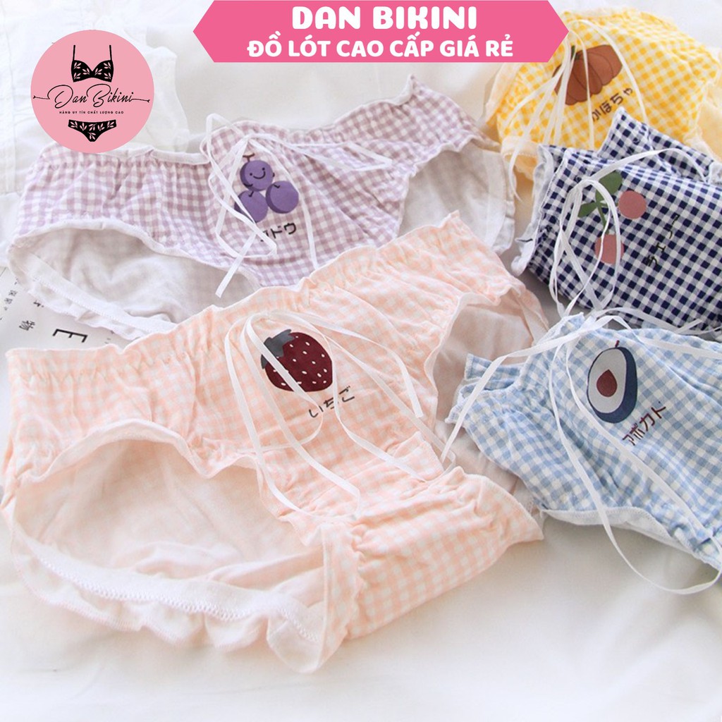 Quần Lót Nữ Cotton ❤️FREESHIP❤️ Set Cotton Cao Cấp Kẻ Viền Bèo Thắt nơ mẫu L104