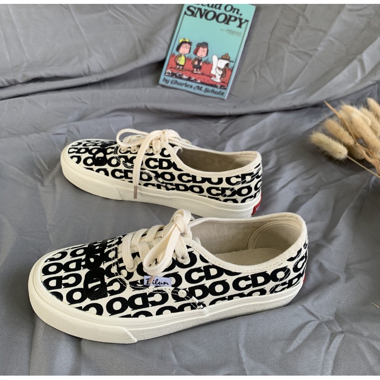 Giày Thể Thao Nữ AlyPony 2021 Ulzzang cổ thấp có chữ CDG