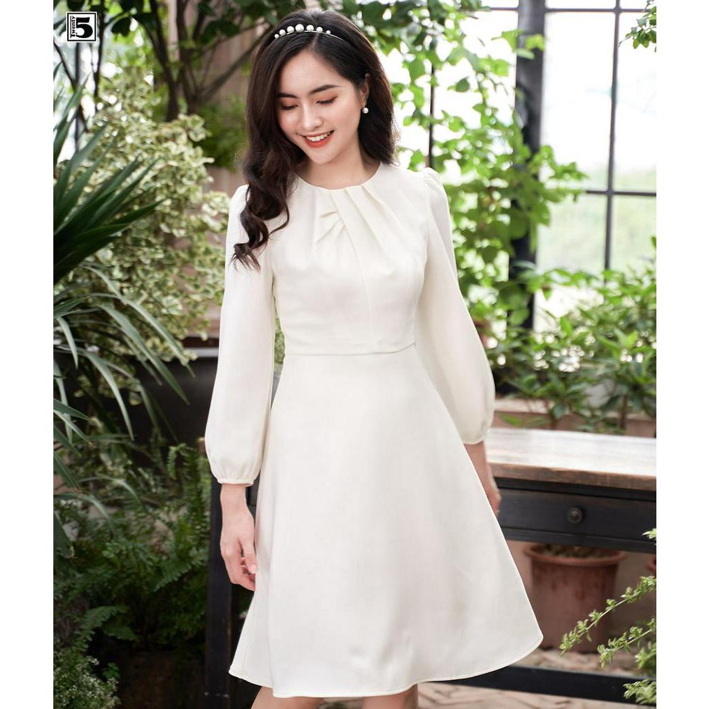 Đầm nữ công sở dự tiệc xếp ly cổ tay bồng Twentyfive T265