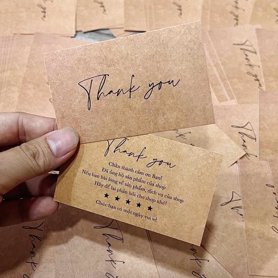 Thiệp cảm ơn Combo 100 cái, làm thư và card cảm ơn tặng khách hàng thúc đẩy đánh giá shop