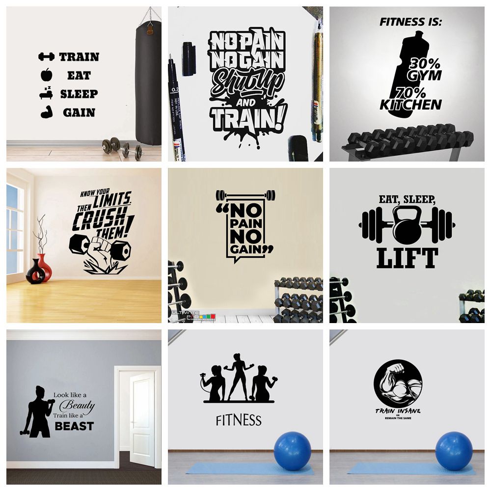 Miếng Dán Tường Bằng Vinyl Chống Thấm Nước In Họa Tiết Độc Đáo Trang Trí Phòng Gym