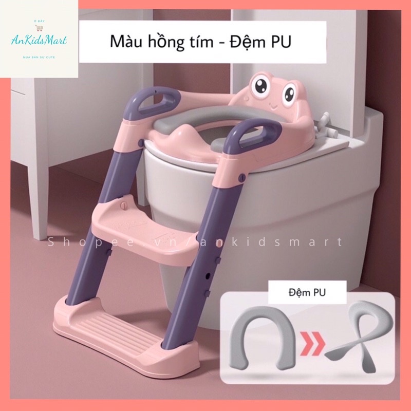 Bệt thu nhỏ bồn cầu kèm thang hỗ trợ cho bé đi vệ sinh