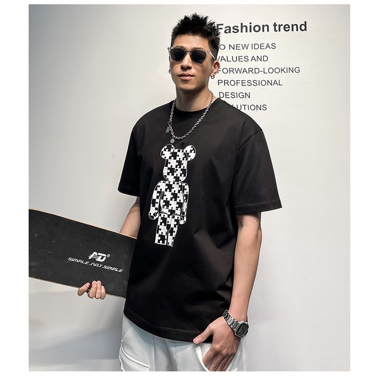 áo bearbrick nam nữ cổ tròn tay lỡ, áo thun nam nữ thun Cotton co giãn 4 chiều Unisex