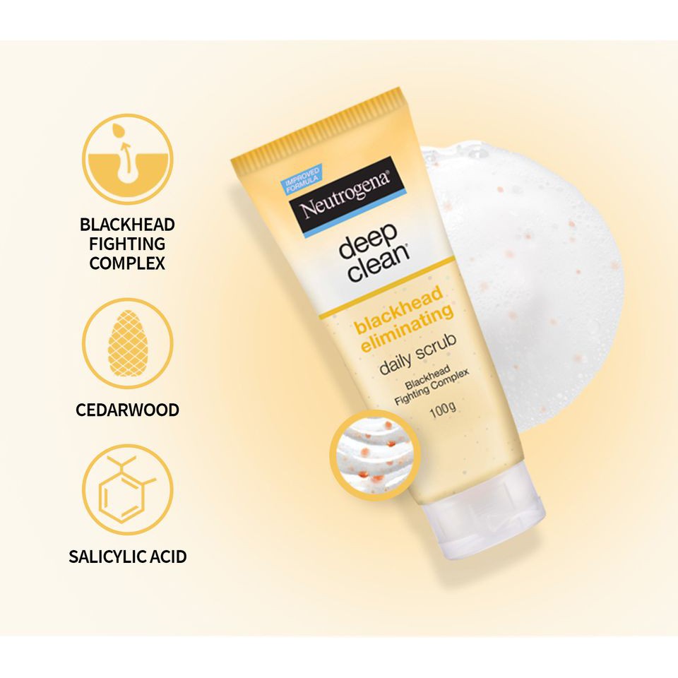 Sữa rửa mặt Neutrogena Deep Clean Blackhead Eliminating Daily Scrub 100g - ngừa mụn đầu đen