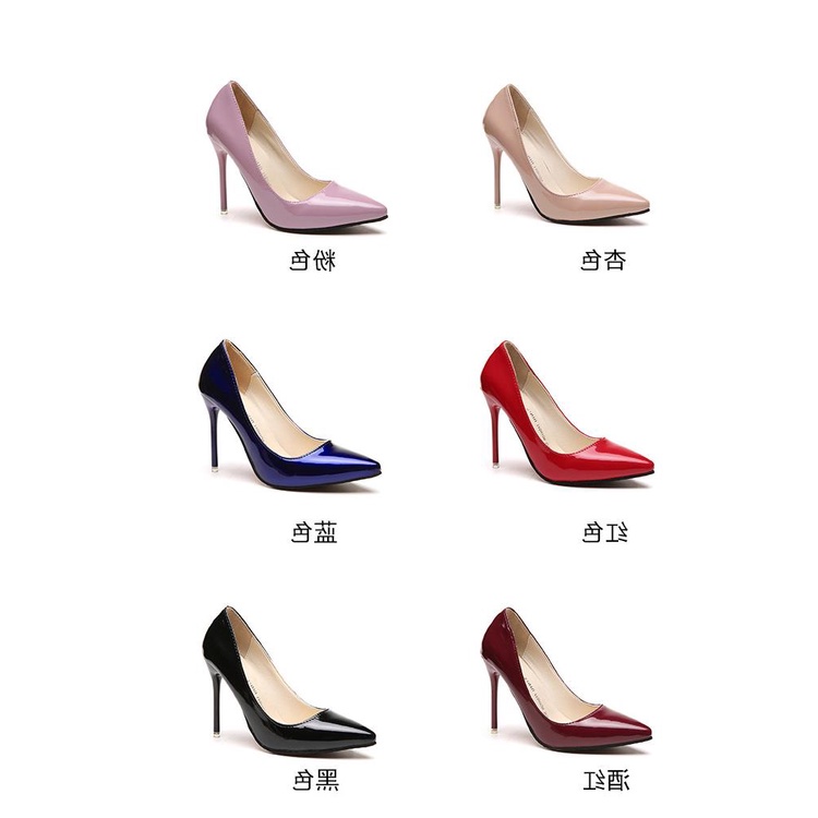 New Blue Sexy Pointed Toe Shoes Nightclub Nude Large Size Stiletto High Heels Red Wedding Shoes Black Work Shoes