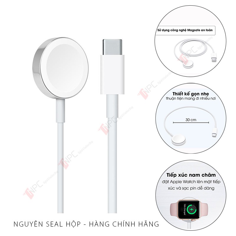  Cáp Sạc Apple Watch Chính Hãng | Magnetic Charger to USB | USB-C (0.3m)