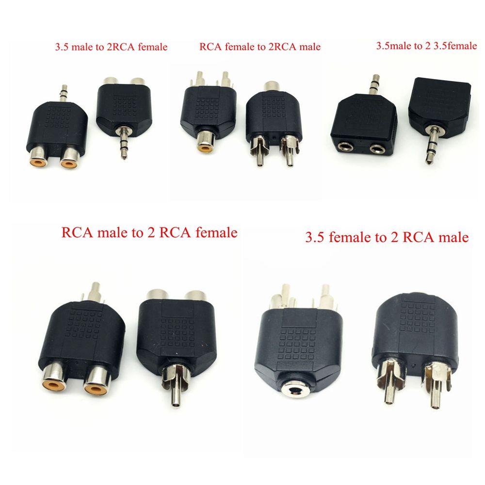 Set 2 đầu chuyển đổi âm thanh jack cắm 3.5mm sang 2 cổng cắm RCA tiện dụng cho TV