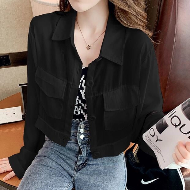Áo Sơ Mi Chiffon Chống Nắng Tay Dài Dáng Rộng Thời Trang Mùa Hè Có Size Lớn Dành Cho Nữ