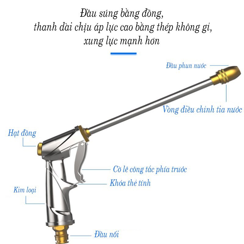 Vòi Rửa Xe, Vòi Xịt Rửa Xe Đa Năng, Áp Suất Cao Siêu Mạnh, Siêu Sạch