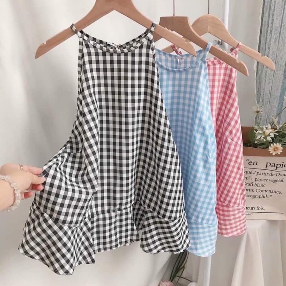 Áo yếm kẻ caro nữ xanh đen hồng freesize hở lưng sexy phong cách hàn quốc ylydress  C322