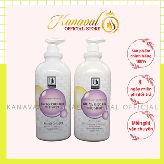 Cặp Dầu Gội Hồng Đạt Keratin Collagen 2000ml Phục hồi Siêu Mượt Chiết Xuất Từ Thiên Nhiên Giảm Rụng Tóc, Chuẩn Salon