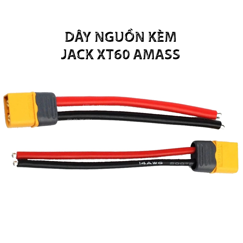 - Dây nối nguồn 14AWG siêu dẻo kèm jack XT60 Amass cho PDB | ESC | Pin Lipo dài 14cm