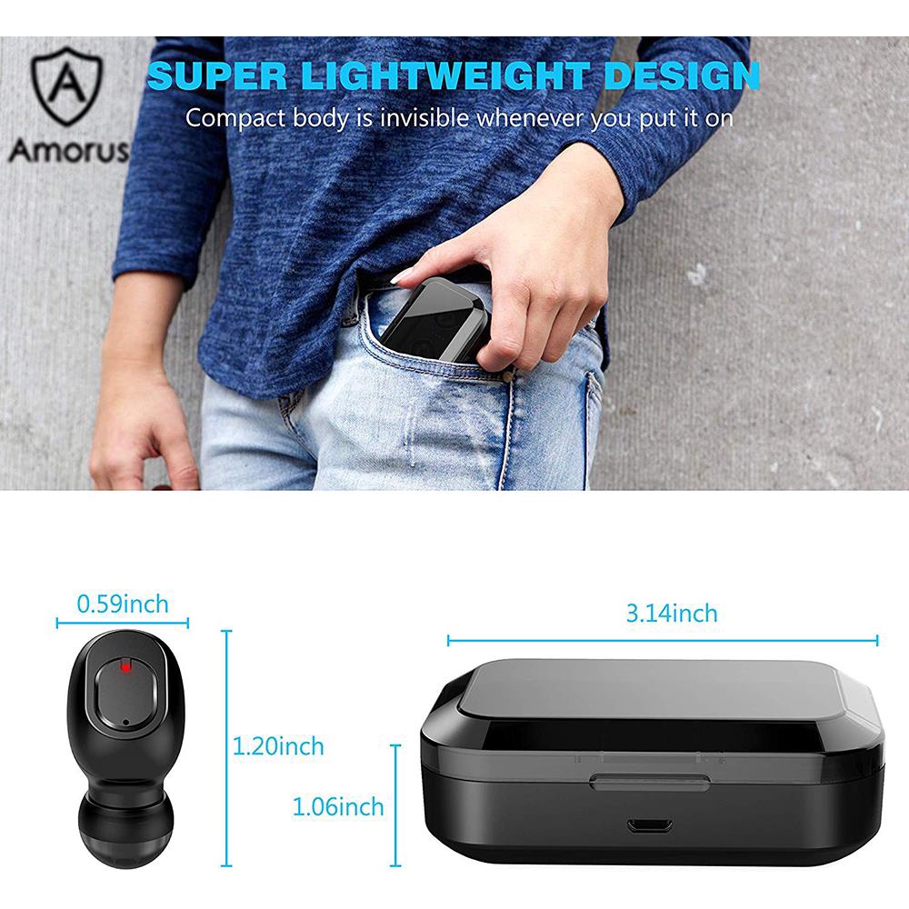 Tai nghe nhét tai Bluetooth không dây Amorus D2 TWS phong cách thể thao chất lượng cao