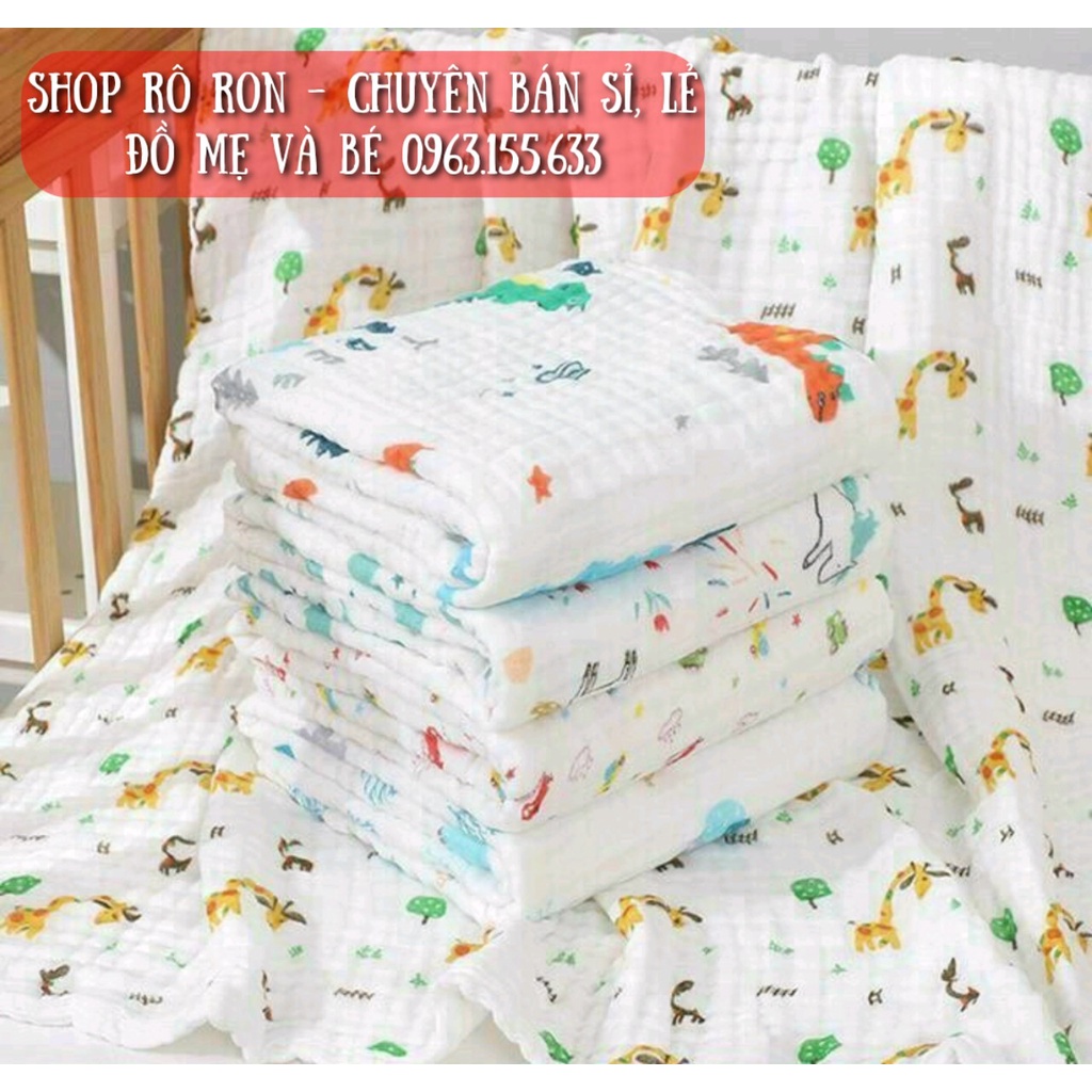 Khăn tắm xô nhăn 6 lớp siêu mềm, siêu thấm cho bé - Chăn xô nhăn 6 lớp đa năng - Shop Rô Ron
