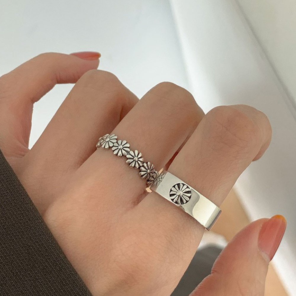 Nhẫn Hở Hình Hoa Cúc Phong Cách Rome Cổ Điển Thời Trang Có Thể Điều Chỉnh Cho Nam