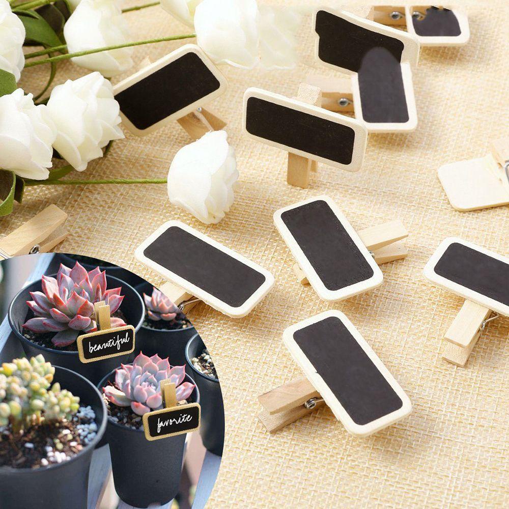 Set 10 Bảng Đen Viết Phấn Mini Bằng Gỗ Dùng Để Trang Trí Vườn DIY