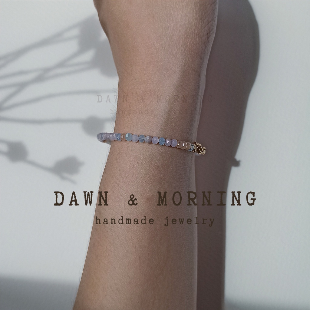 Kẹo bubble gum ~3-4mm - Vòng tay nữ bằng hạt pha lê thủy tinh phối màu phong cách ngọt ngào, nữ tính, đơn giản