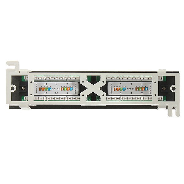 3C CAT5e Pro RJ45 Network Mini Patch Panel Wall Mount Rack Surface Bracket 12 P