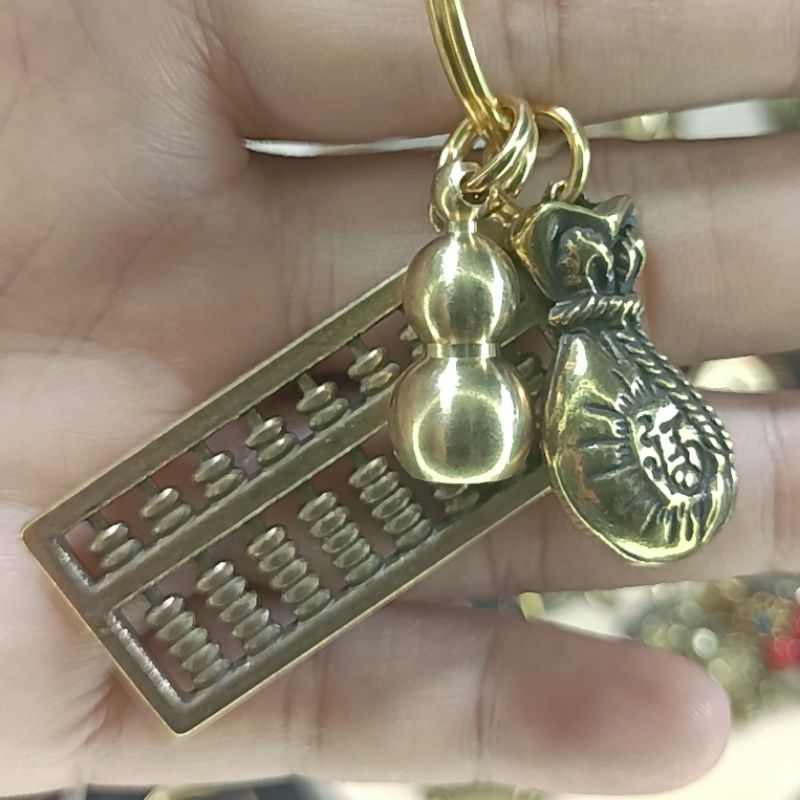 Móc khóa đồng thau bộ Bầu Phúc may mắn bền đẹp