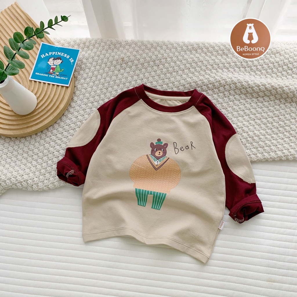 Áo phông hoạ tiết cho bé trai, áo thun dài tay cotton mềm cho bé hàng đẹp