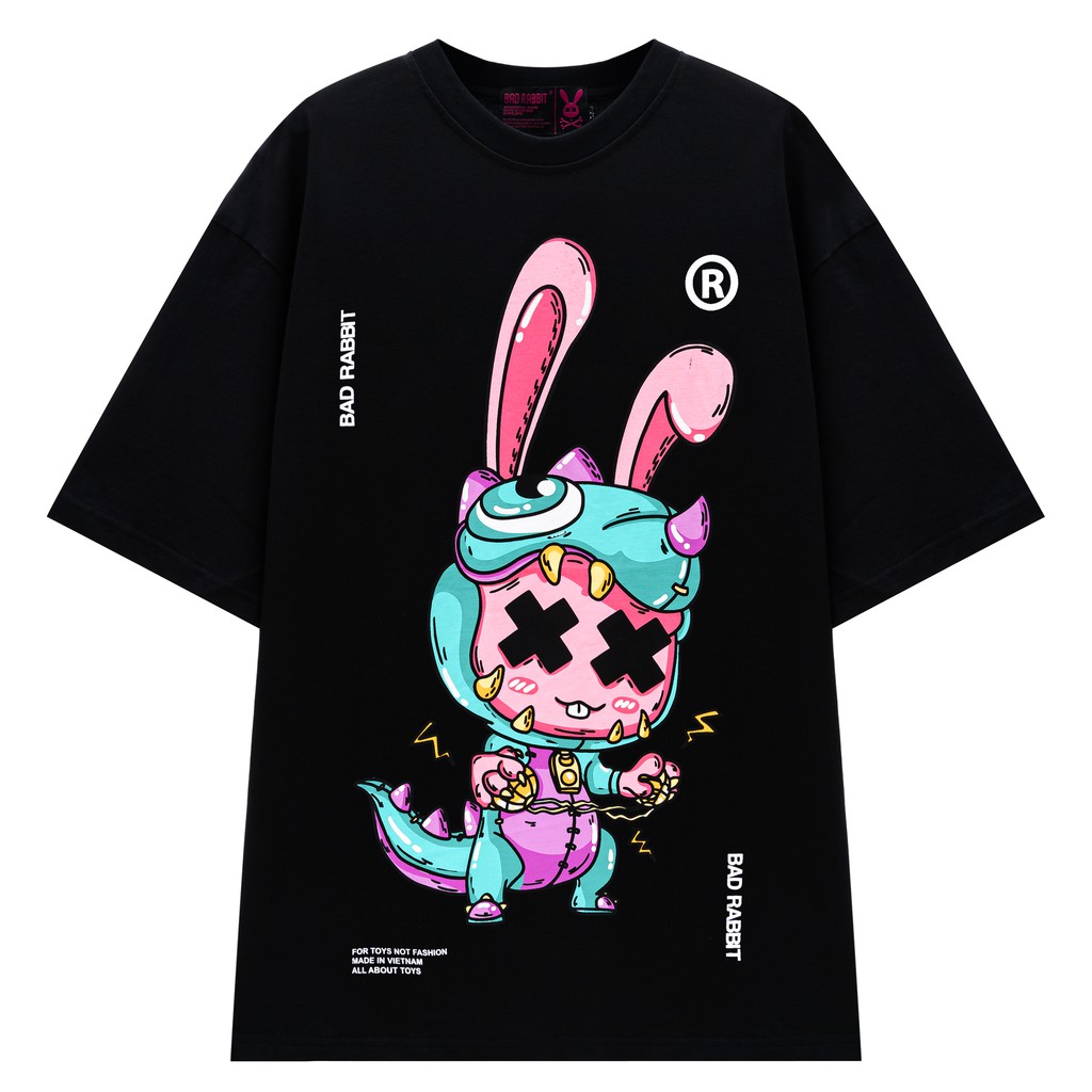 Áo Thun Unisex Bad Rabbit Dino Đen 100% Cotton - Local Brand Chính Hãng