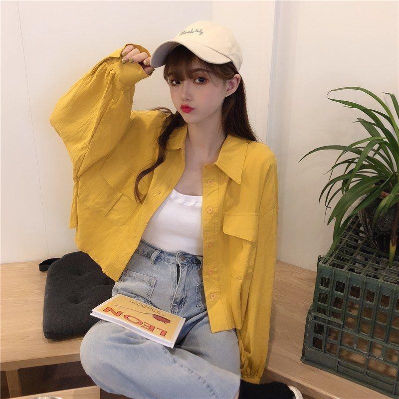Áo Khoác Sơ Mi Tay Dài Phong Cách Nhật Bản Thời Trang Cho Nữ