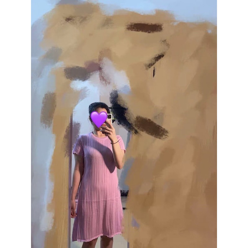 Váy len ngắn tay dáng suông