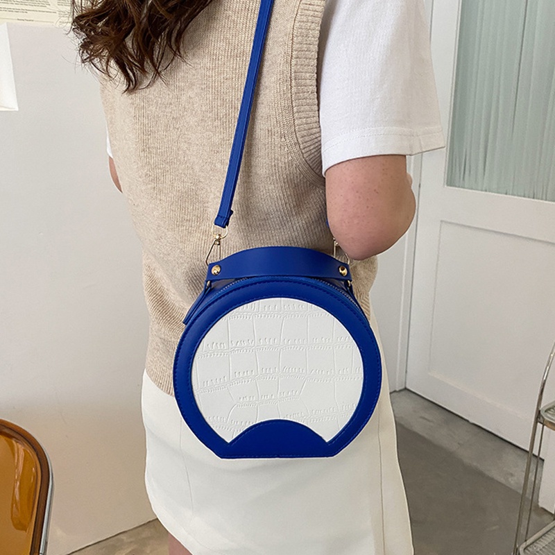 Túi đeo chéo IELGY hình tròn khóa kéo tùy chọn màu sắc đơn giản cho nữ