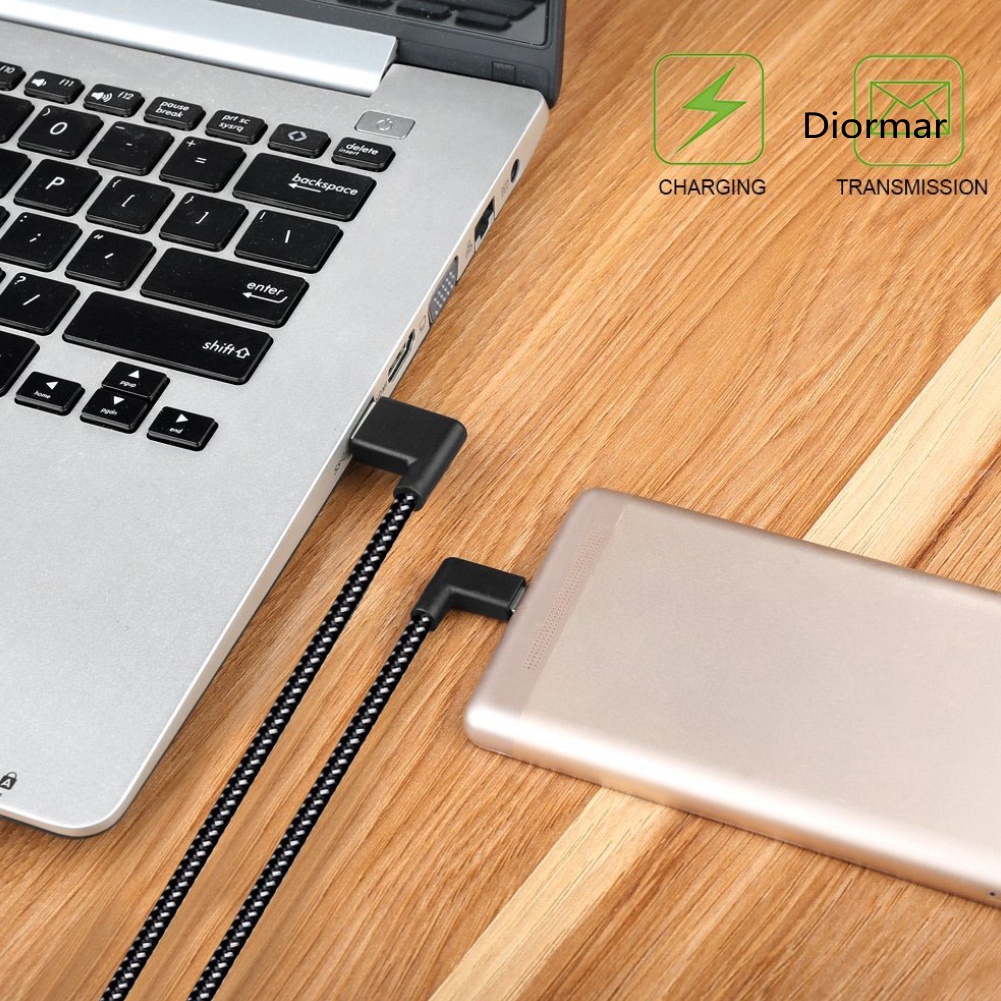 Dây Cáp Sạc Truyền Dữ Liệu Type-C Sang Usb 90 Độ 0.2 / 1 / 2m 2.4a Cho Điện Thoại / Máy Tính Bảng