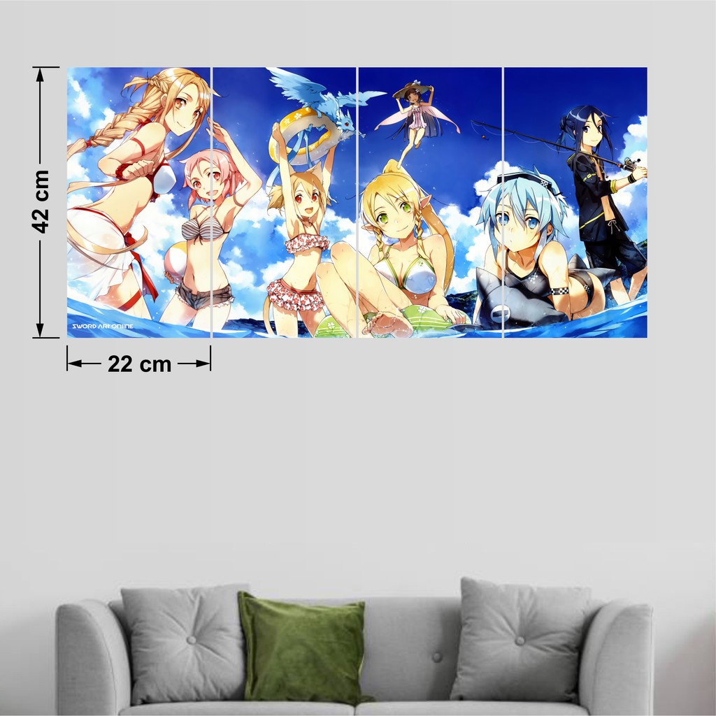 Combo 4 Tấm Poster Decal  Dán Tường Khổ A3 In Hình Anime Sword Art Online - SAO - Đao Kiếm Thần Vực By AnimeX