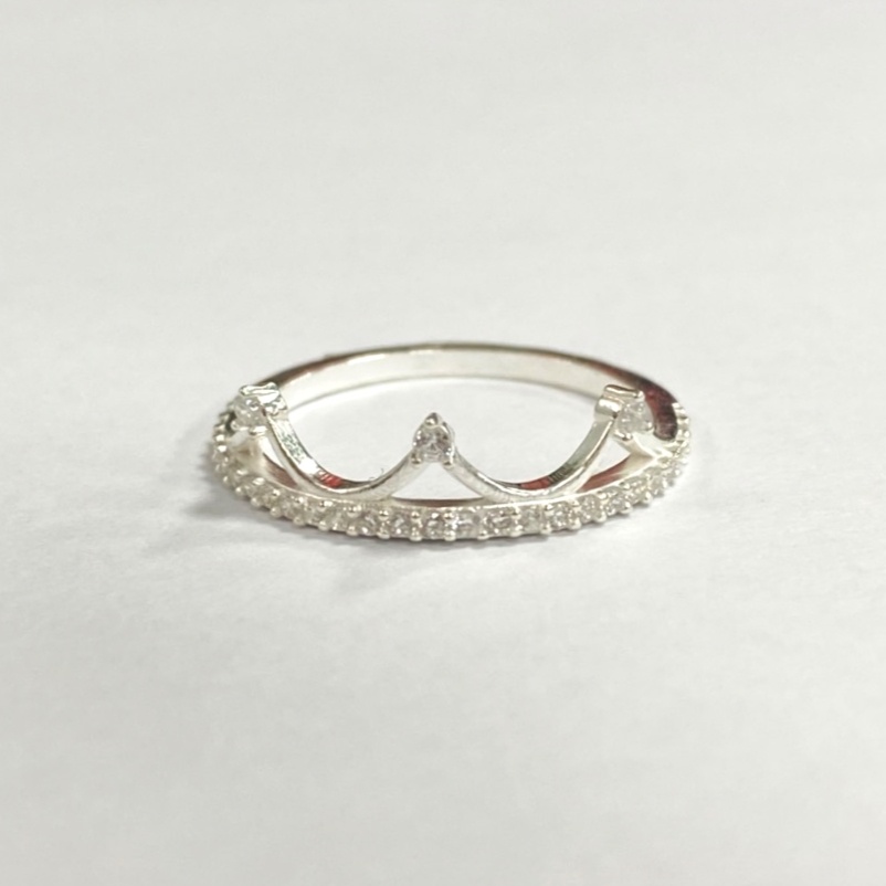 Nhẫn vương miện nữ đính đá thời trang, Nhẫn nữ bạc ta sang trọng nữ tính