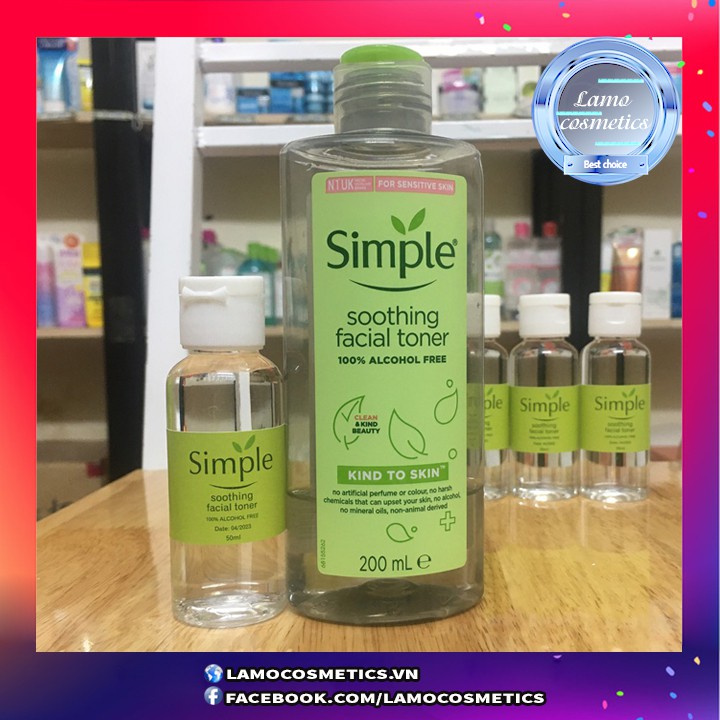 Nước hoa hồng Simple, Toner Simple Kind To Skin Soothing Facial 50ML