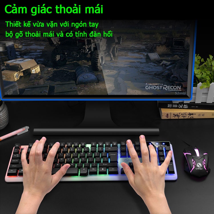 GTX300 Bàn phím Gaming，combo phím+chuột máy tính，12 Chế Độ Phím Cơ Blue Switch Full size 104 phím.