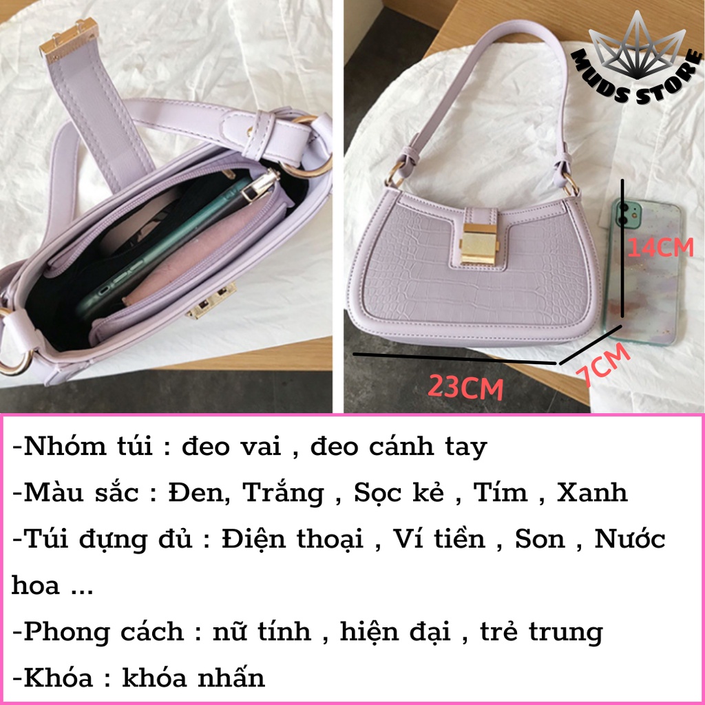 Túi xách nữ kẹp nách đeo vai đẹp , Túi kẹp nách nữ đẹp vân da cá sấu sang trọng nữ tính QCB579