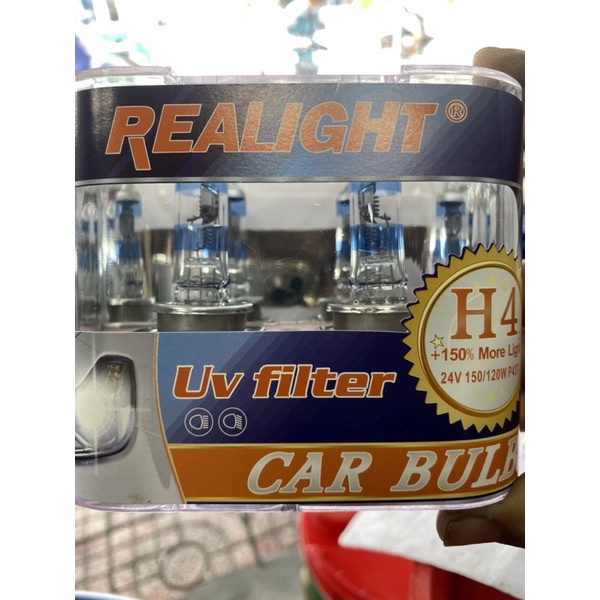 Bóng đèn Halogen tăng sáng 150% H4 12V 24V 55W - REALIGHT (1Cặp2bóng)